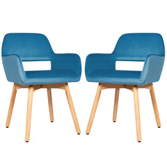 Set of 2 Modern Accent Armchairs-Blue