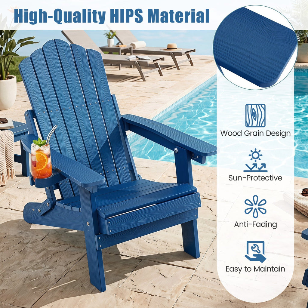 Folding Adirondack Chairs Set of 2 with Adjustable Backrest