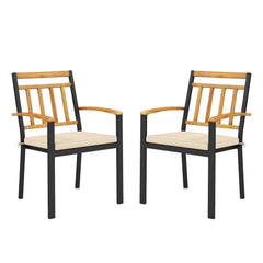 Set of 2 Patio Dining Chairs with Removable Padded Cushions-17 Inches
