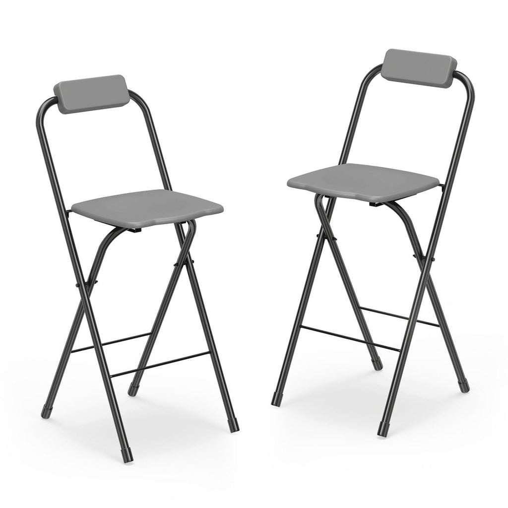 Portable Bar Height Stools Set of 2 with Footrest - Folding