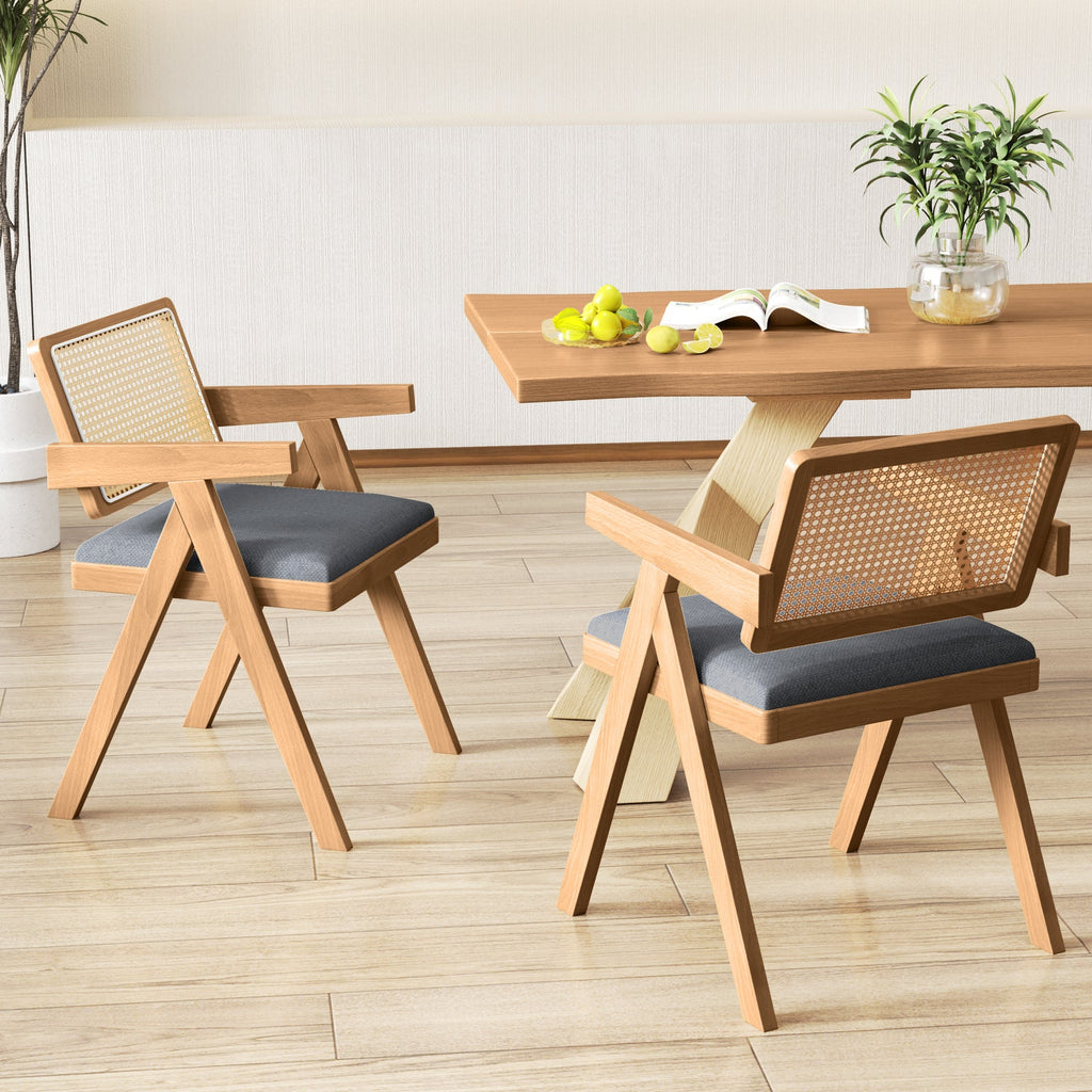 Swivel Windsor Dining Chairs Set of 2 with Solid Rubber Wood Frame