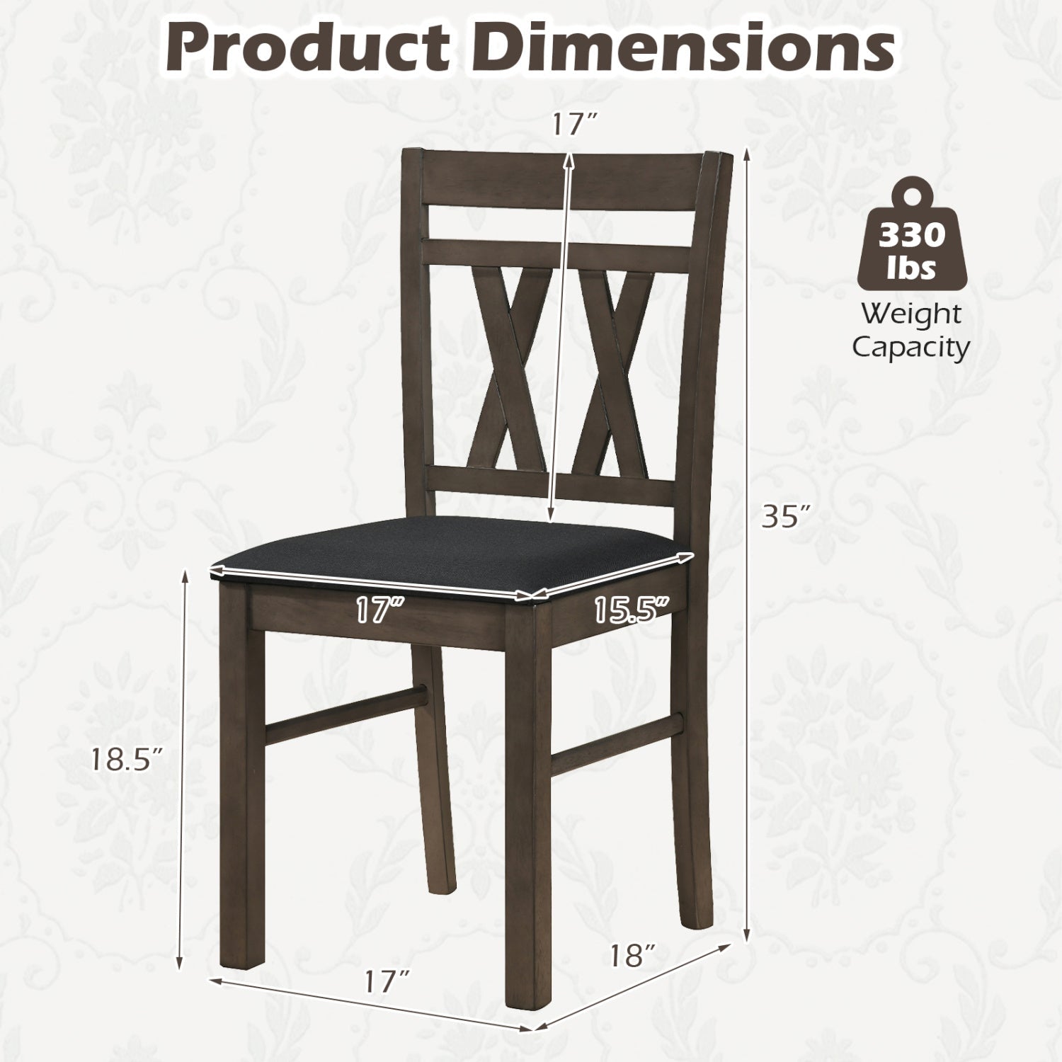 Upholstered Dining Chairs Set of 2 - Linen Style Gray