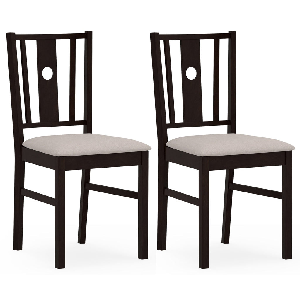 Rubber Wood Dining Chairs with Padded Fabric Seat, Set of 2