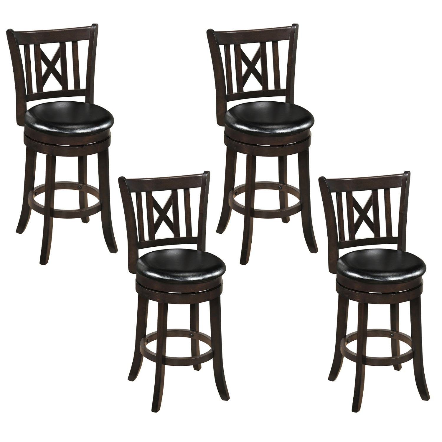 Swivel Bar Stools Set of 4 with Backrest and Footrest