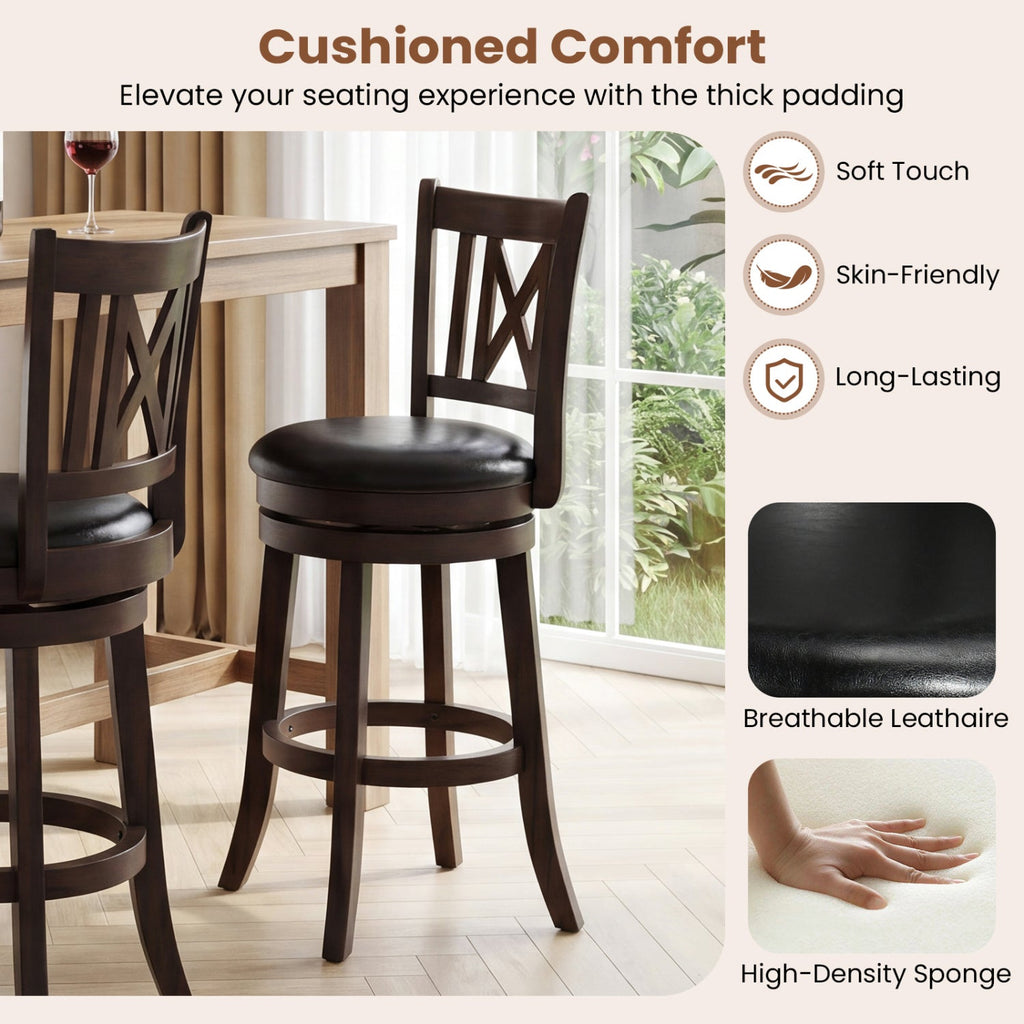 Swivel Bar Stools Set of 4 with Backrest and Footrest