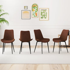 Set of 4 Dining Chair Upholstered with Metal Legs and Padded Backs