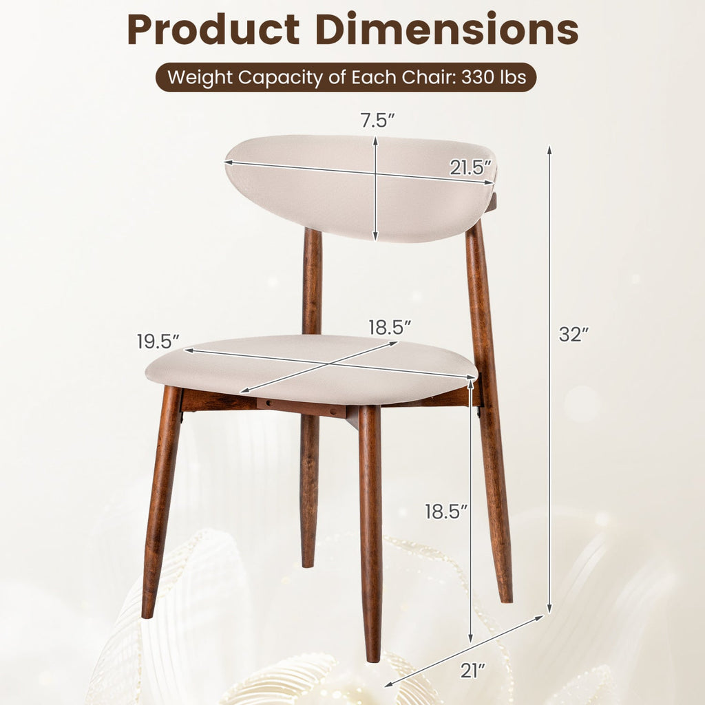 Upholstered Dining Chairs Set of 4 with Curved Backs