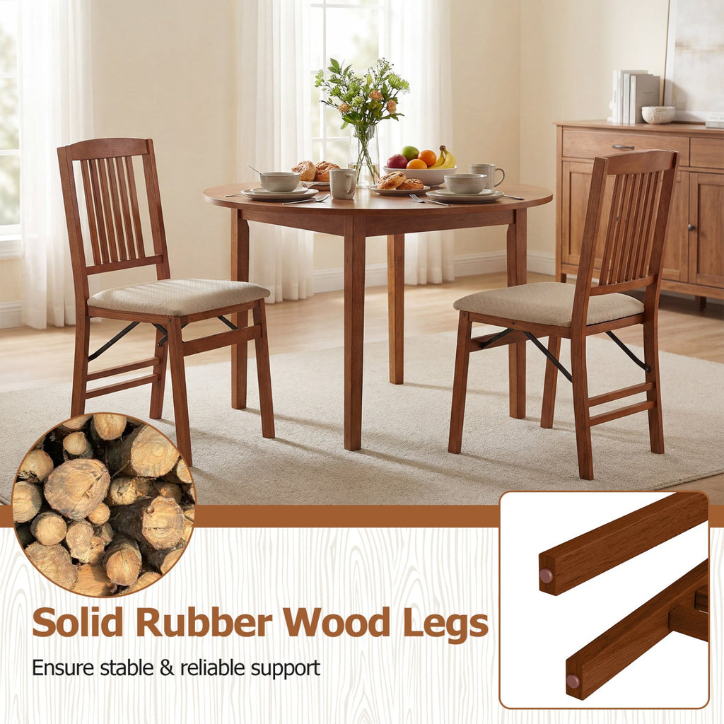 Set of 4 Foldable Upholstered Kitchen Chairs with Padded Seat