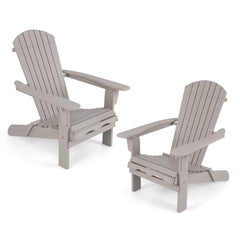 Folding Adirondack Chair Set of 2 with High Backrest and Wide Armrests