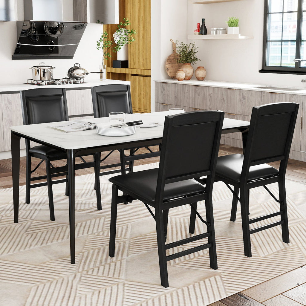 Set of 4 Folding Dining Chairs with Padded Seat and High Backrest