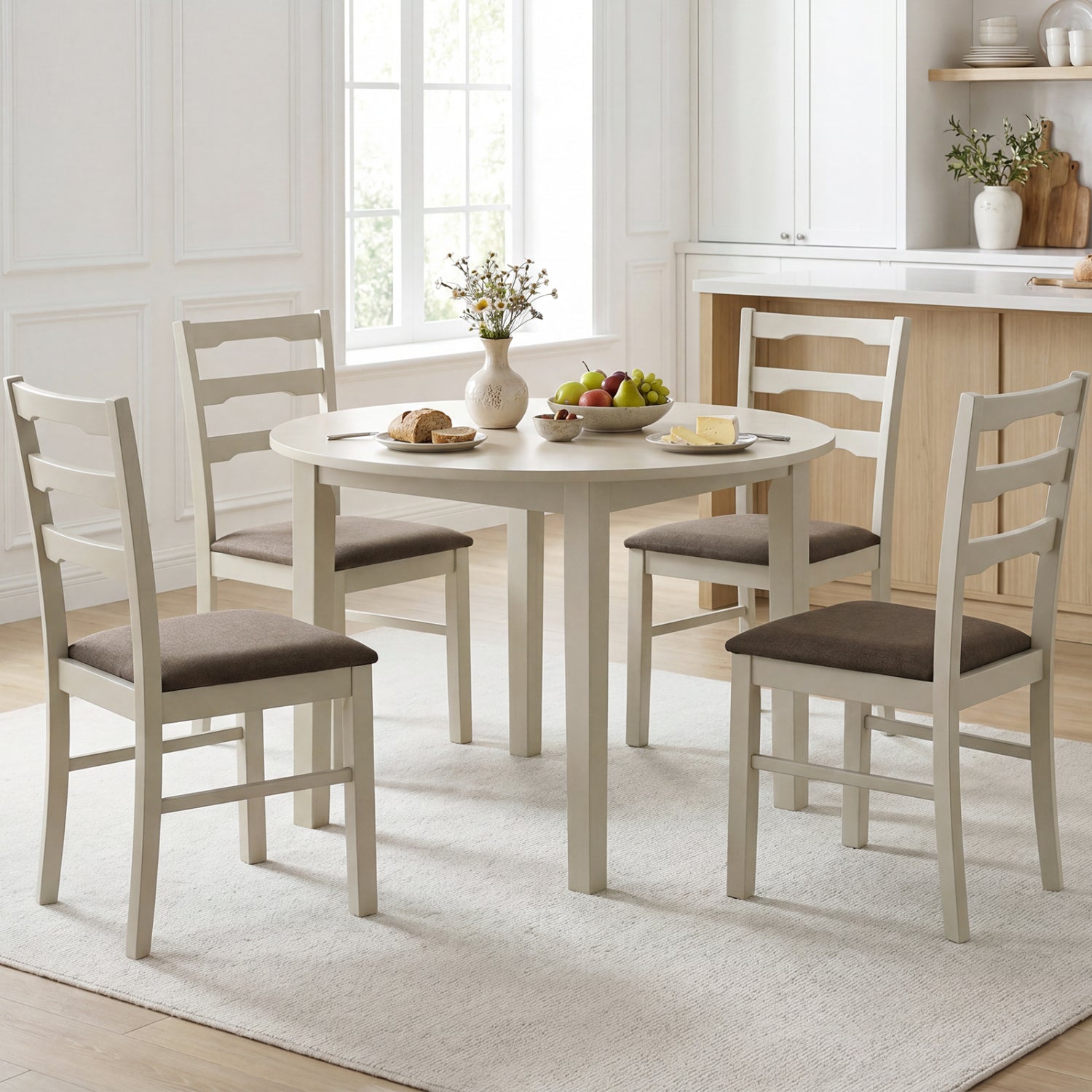 Upholstered Dining Chairs Set of 4 with Wood Frame
