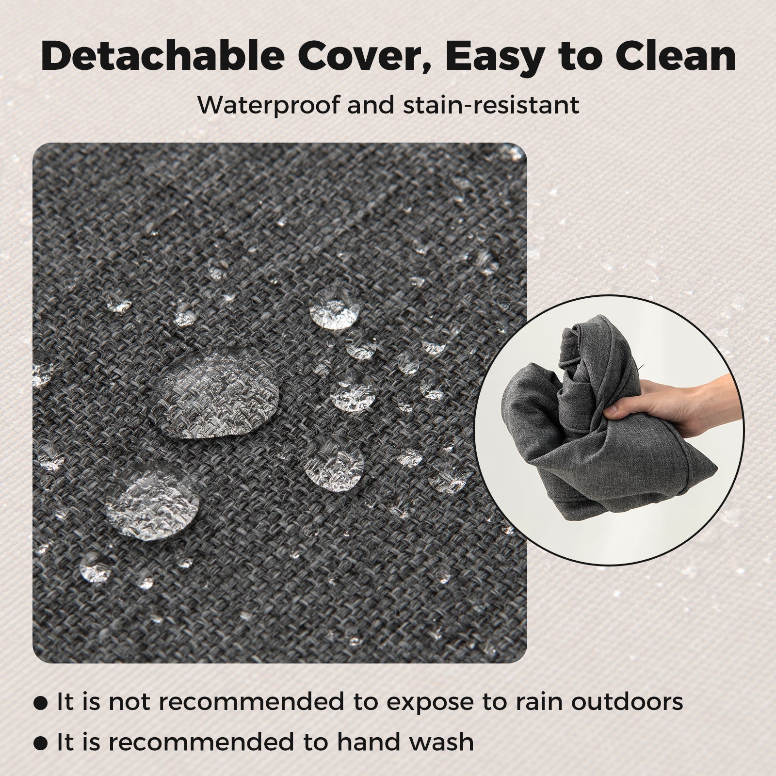 Set of 4 Outdoor Patio Cushion Set with Removable Covers-Gray