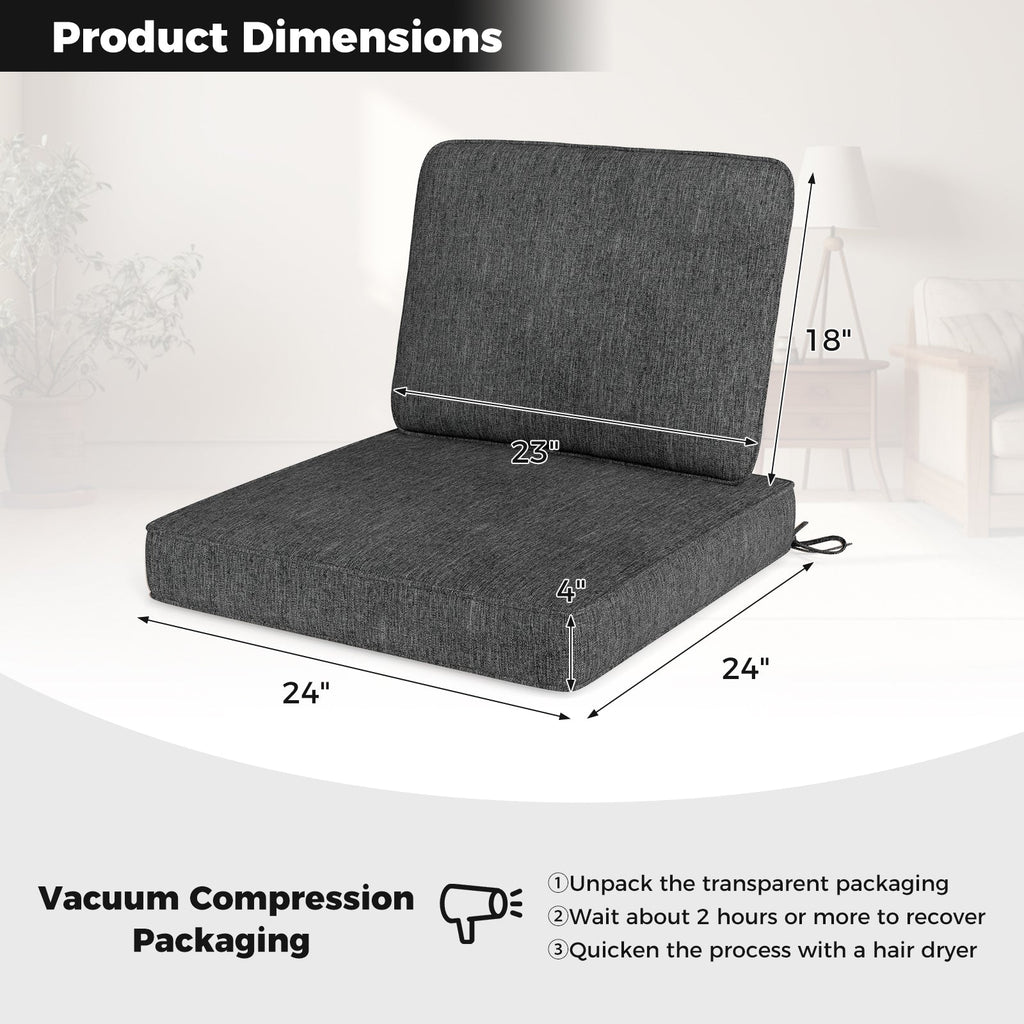 Set of 4 Outdoor Patio Cushion Set with Removable Covers-Gray