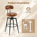 Set of 4 Swivel Barstools Faux Leather with Upholstered Seat and Back