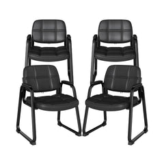 Set of 4 Upholstered Waiting Room Chair with Armrest and Ergonomic Backrest-Black