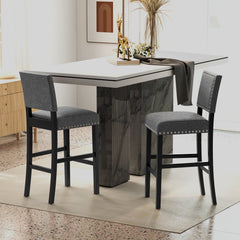 38.5/43.5 Inch Set of 2 Counter Height Chairs with Solid Rubber Wood Frame