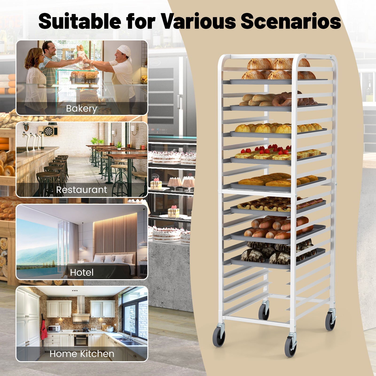 26 x 20 x 70 Inch 20 Sheet Aluminum Pan Rolling Bakery Rack