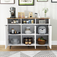 Sideboard Buffet Cabinet Kitchen Storage Cabinet with 5-Position Adjustable Shelves-White