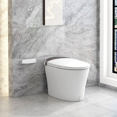 One-Piece Smart 1.16 GPF Elongated Bidet Toilet Seat with Night Light-White