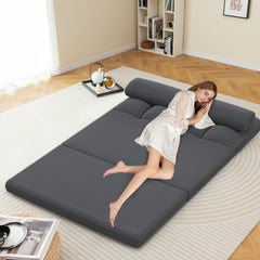 Floor Sofa Bed with 6 Positions Adjustable Backrest Skin-friendly Velvet Cover