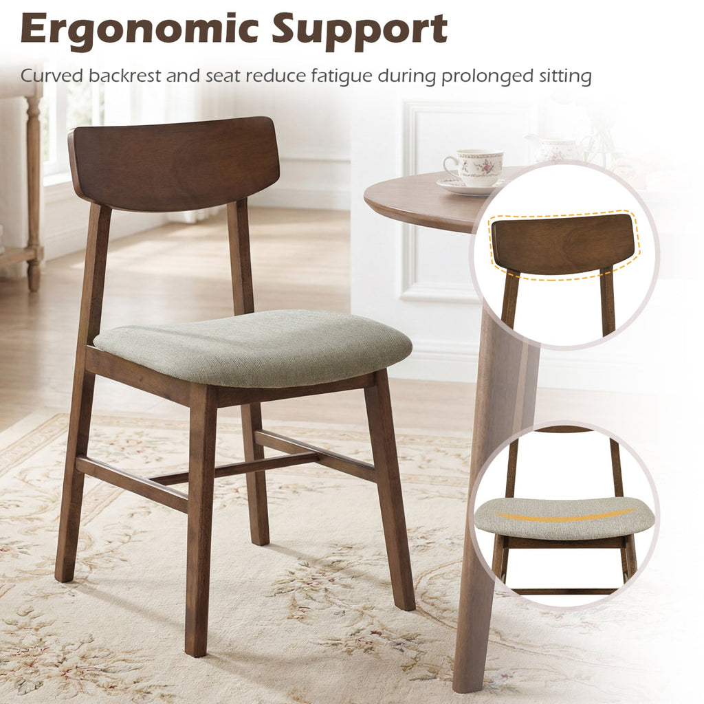 Solid Rubber Wood Dining Chairs Set of 4 with Curved Backrest