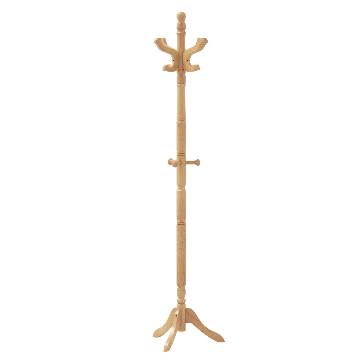 Solid Wood Hall Tree with 11 Hooks and 3 Height Options for Entryway