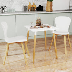 Square Dining Table with Adjustable Foot Pads for Dining Room Kitchen-White