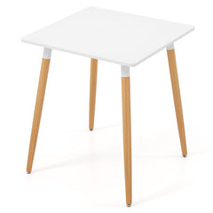 Square Dining Table with Adjustable Foot Pads for Dining Room Kitchen-White