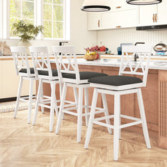 Swivel Bar Stools Set of 4 Counter Height Barstools with Backrest Upholstered Seat Cushion