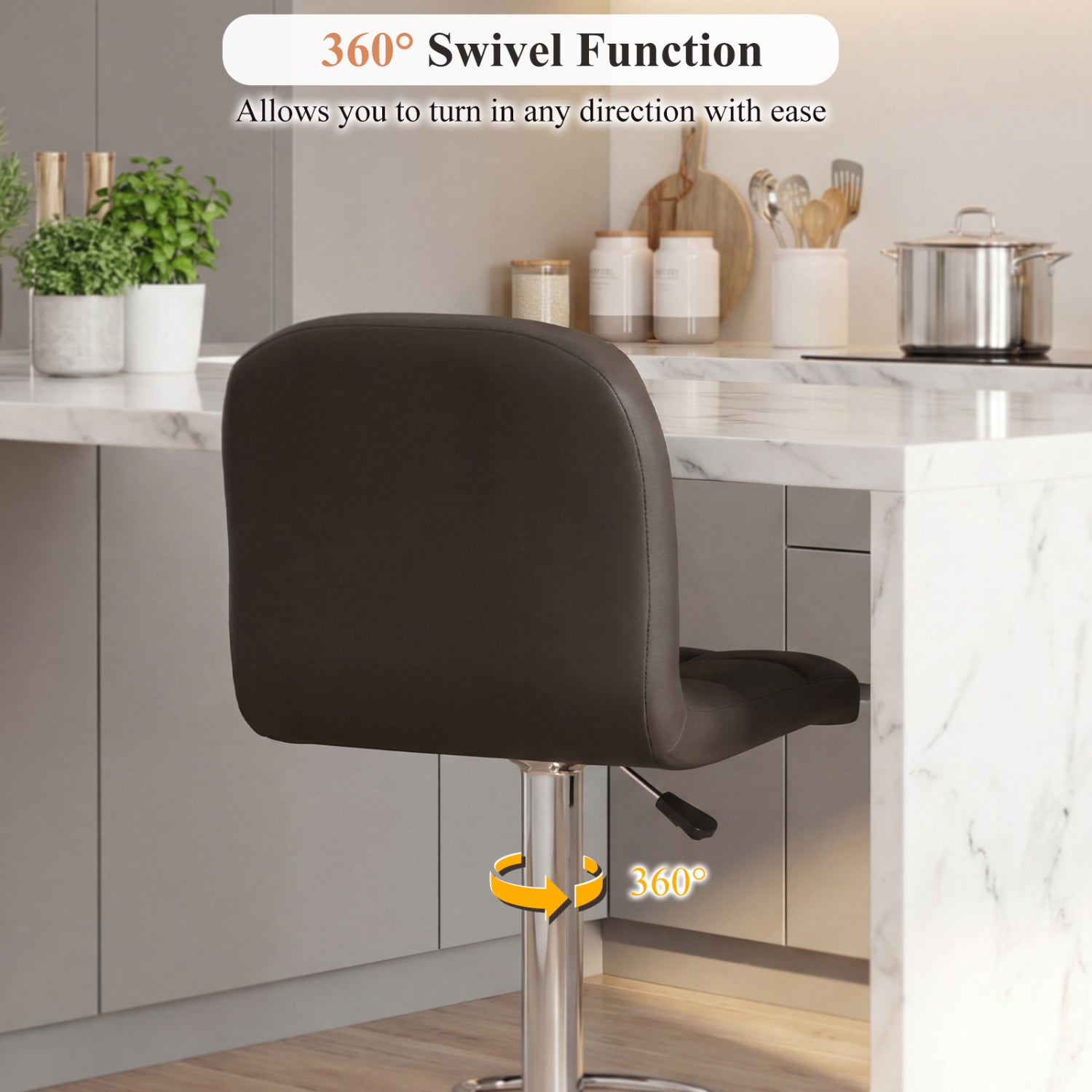Swivel Bar Stools Set of 2 with Footrests and Metal Base