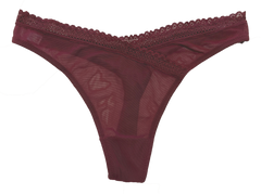 V-Front Mesh Thong with Lace, XS-2X