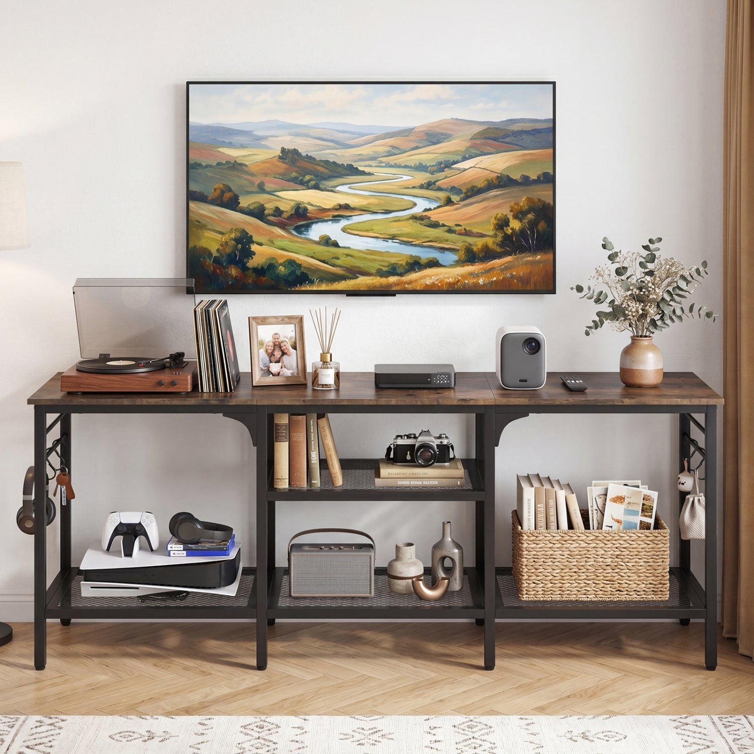 TV Stand for TVs up to 65 Inch with 3-Tier Open Shelves