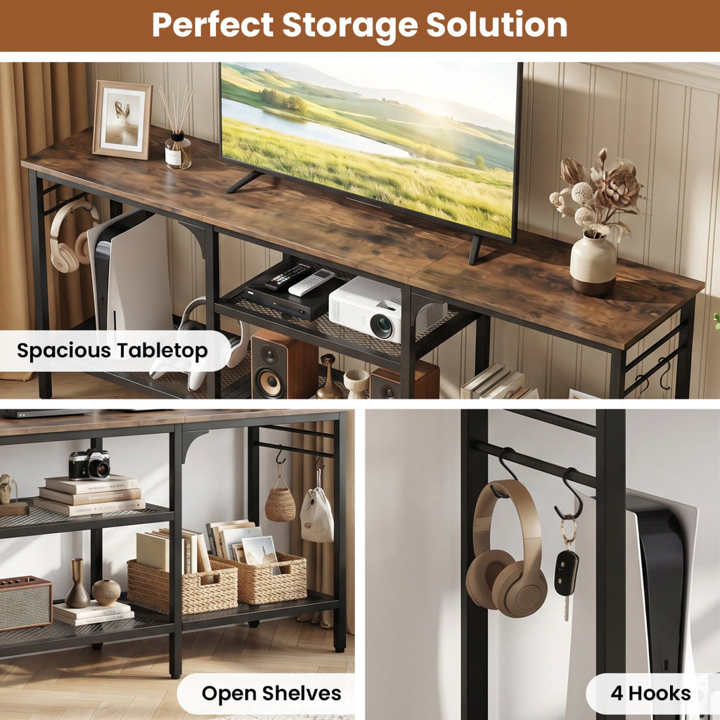 TV Stand for TVs up to 65 Inch with 3-Tier Open Shelves