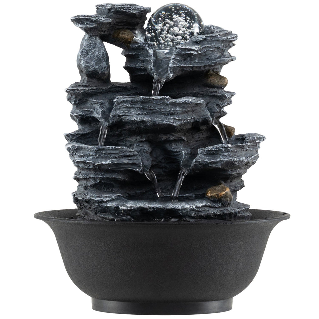 Tabletop Water Fountain with Rolling Crystal Ball and Color-Changing LED Light