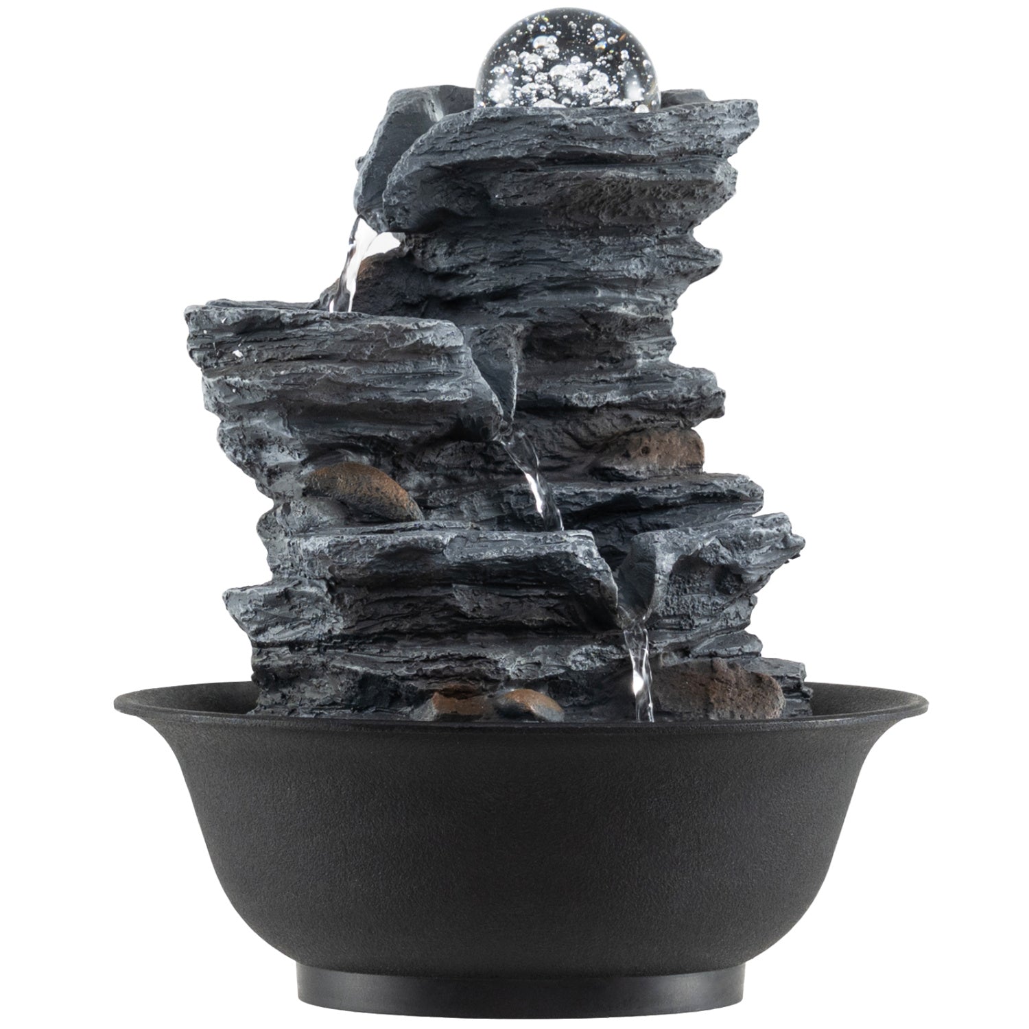 Tabletop Water Fountain with Rolling Crystal Ball and Color-Changing LED Light