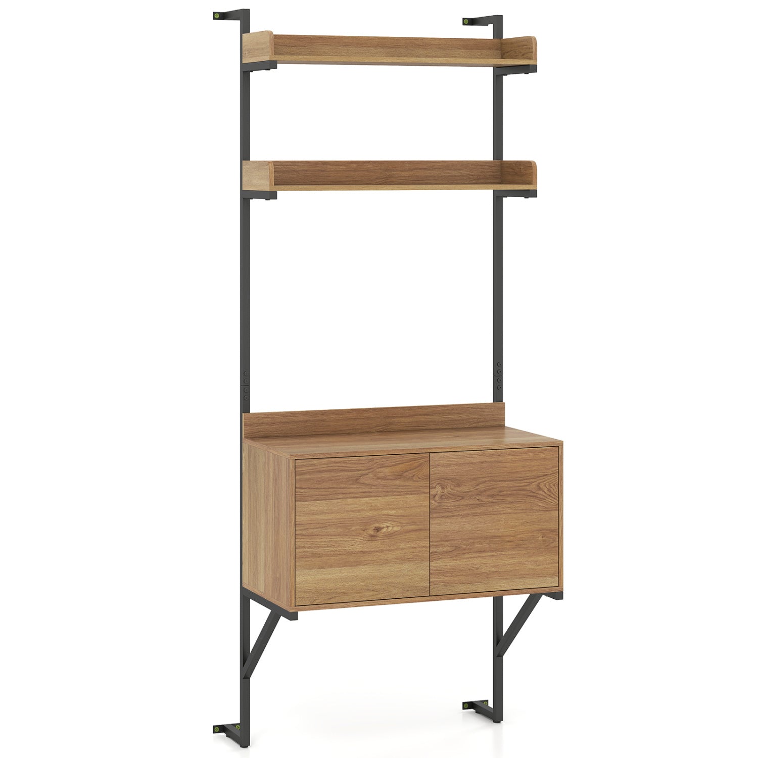 Tall Ladder Shelf with Storage Cabinet Narrow Wall Mounted Ladder Bookcase