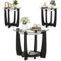 Tempered Glass Coffee Table Set of 3 for Living Room Bedroom