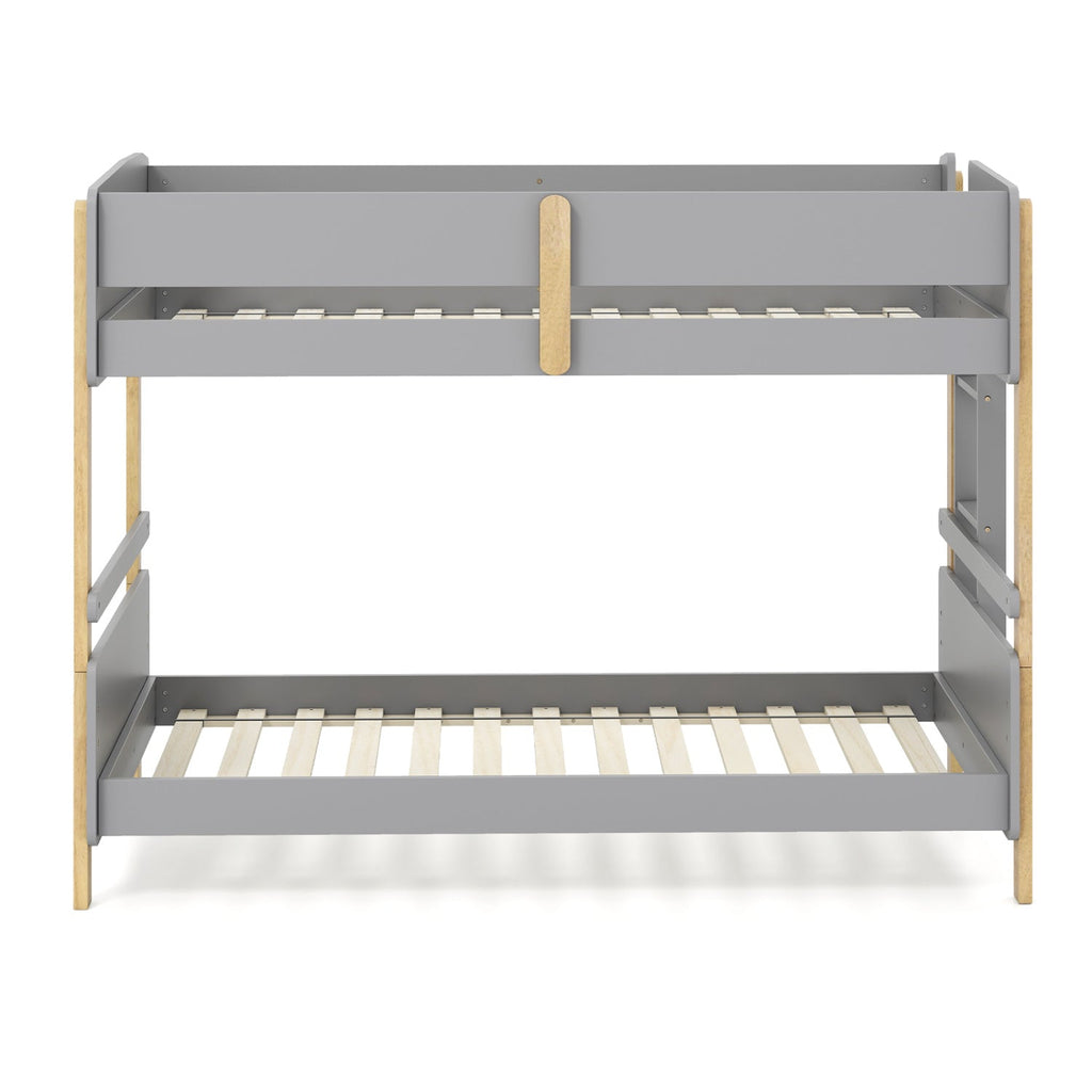 Twin Over Twin Bunk Bed with Convertible Design and Ladder