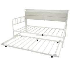 Twin Size Daybed with Trundle and Metal Bed Frame with Headboard