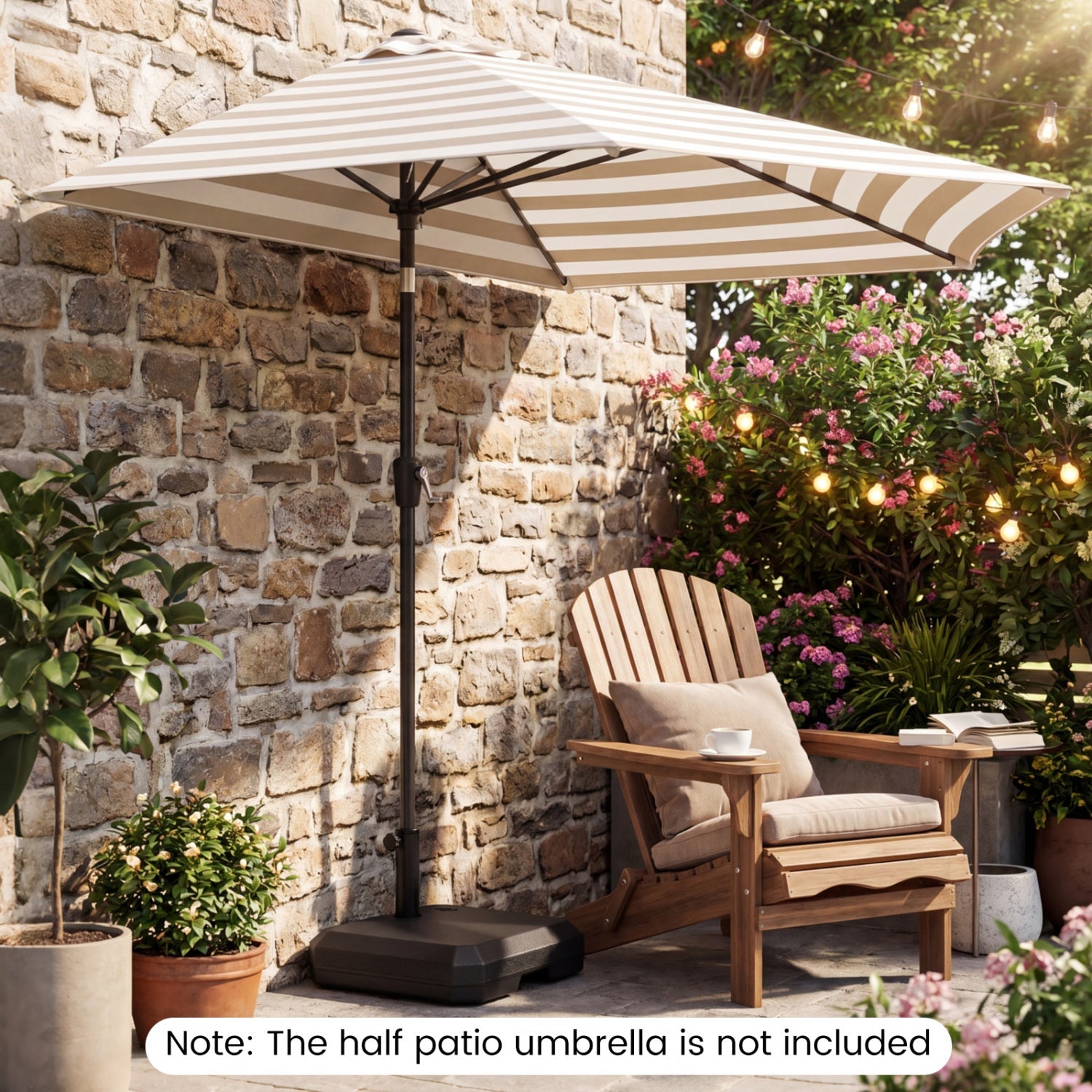Umbrella Base for Half Patio Umbrellas 48.5 lbs Water & Sand Fillable Umbrella Stand