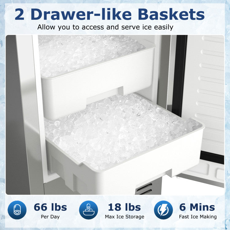 Under Counter Nugget Ice Maker with Timer & Self-Cleaning
