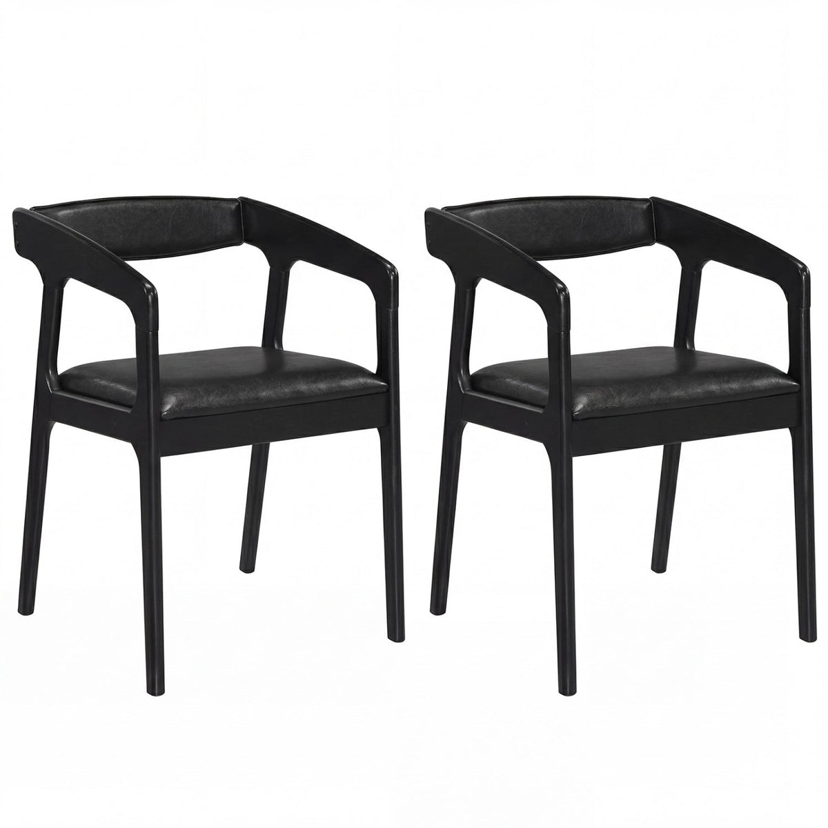Upholstered Armchairs Set of 2 with Cozy Backrest and Padded Seat Cushion-Brown