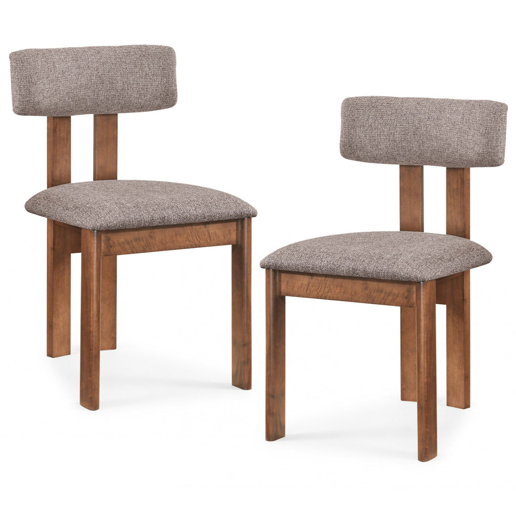 Upholstered Rubber Wood Dining Chairs Set of 2 with Curved Backrest