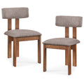Upholstered Rubber Wood Dining Chairs Set of 2 with Curved Backrest