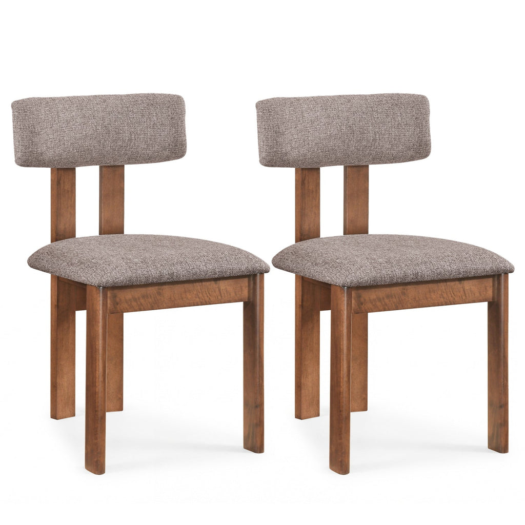 Upholstered Rubber Wood Dining Chairs Set of 2 with Curved Backrest
