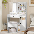 Vanity Desk with Mirror and Lights-White