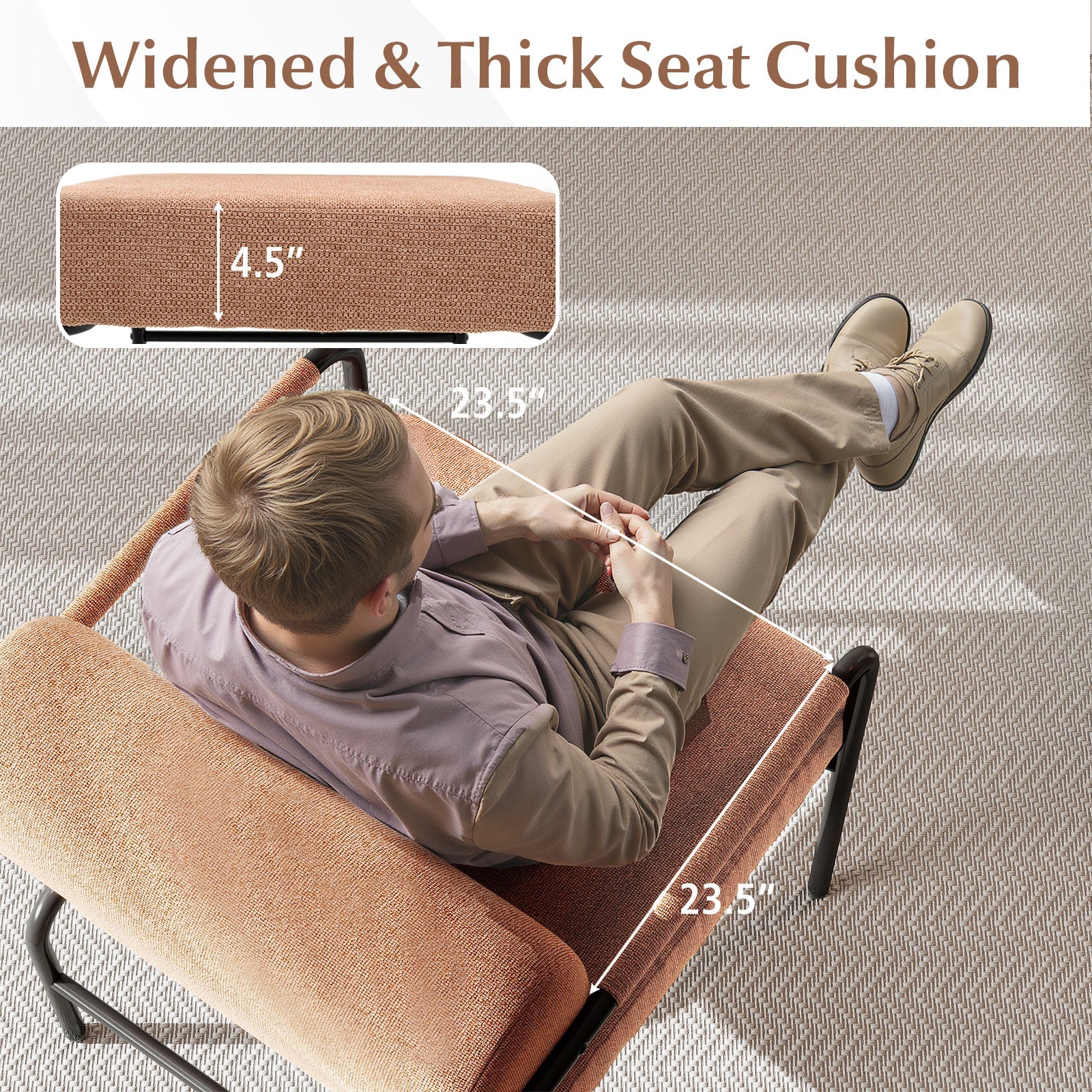 Velvet Upholstered Accent Chair with Cylindrical Backrest and Metal Armrests