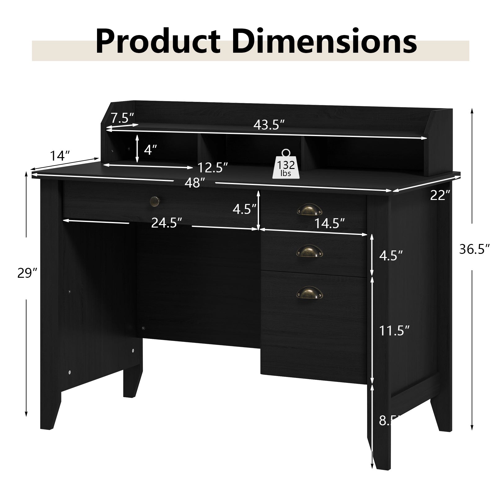 Computer Desk PC Laptop and Writing Table Workstation -Black