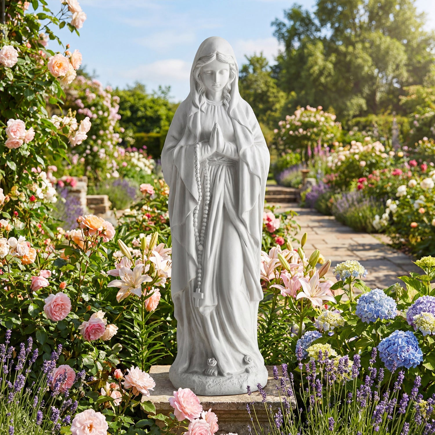 Virgin Mary Statue 29.5 inch Tall Outdoor Religious Sculpture