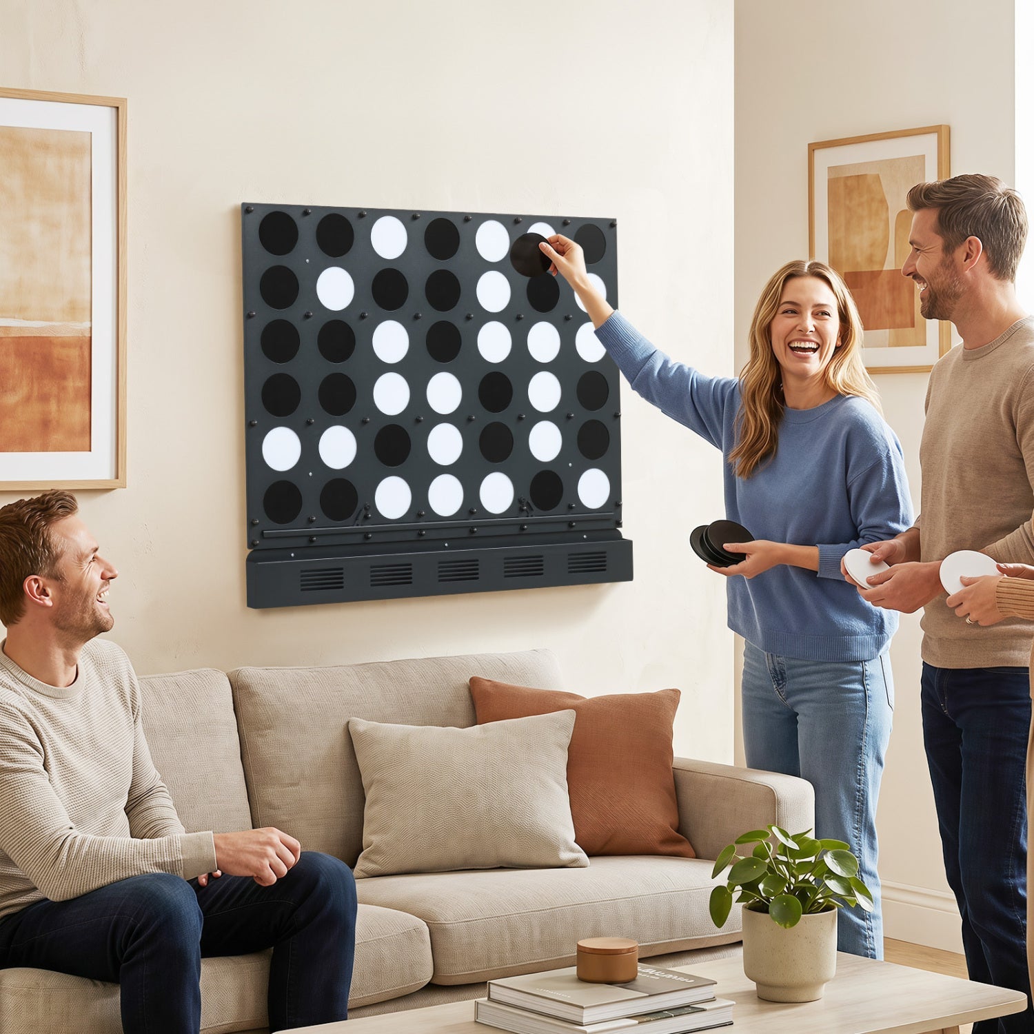 Wall-Mounted Connect 4 Game with Acrylic Discs